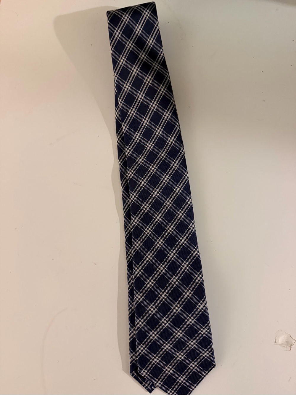 Takeo Kikuchi Men's Navy Blue Plaid Tie - Classic Dress Tie